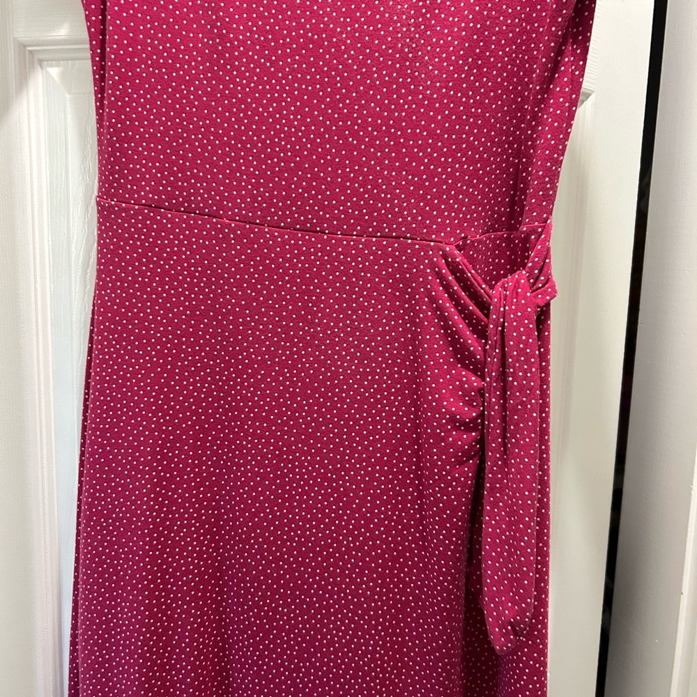 LOFT Fuchsia Polka Dot Dress - Picture 3 of 7
